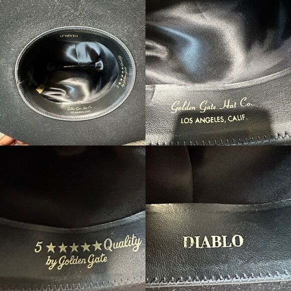 Vintage Golden Gate Hat Co Diablo Rancher Cowboy Black Felt Rodeo Western Hat - Picture 9 of 11